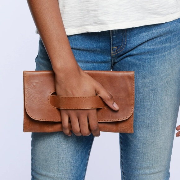 Able mate handle Leather Wristlet Clutch